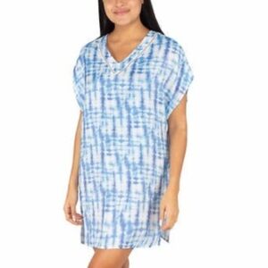 Tahari Light Blue Patterned Swim Cover-Up Beach Blue White Women’s Size S (4-6)